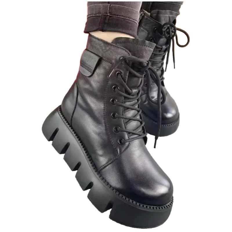 Soft Leather and Down-lined Snow Boots, Women's Shoes, New Style, Casual, Anti-slip, Cotton Boots