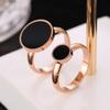 European and American Round Black Shell Glossy Titanium Steel Ring Index Finger Exaggerated Simple Ring