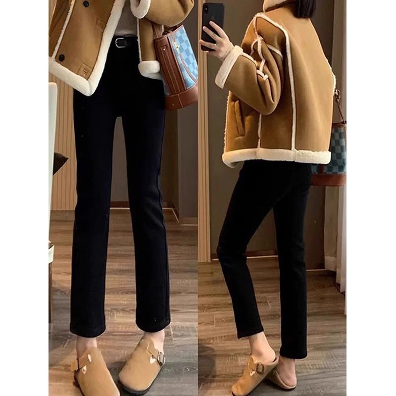 Women's Black Straight-Leg Cigarette Jeans - Slimming, Loose Fit, Petite & Pear-Shaped, Nine-Point Length for Spring 2025