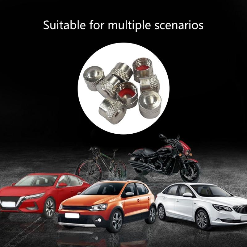 Universal Style Metal Car Anti-rust Motorbike Wheel Tire Valves Stem Cap Airtight Cover Dustproof with Rubber Seal Rings