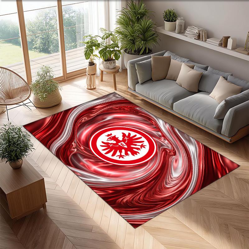 Eintracht Frankfurt Football Print Crystal Velvet Rug, Comfortable Water Absorbent Non Slip Indoor Floor Carpet