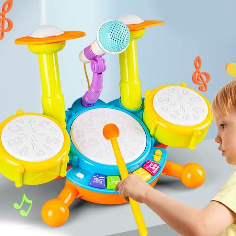Children Electric Light Drum Set With Visual And Auditory Features For Early Education Play