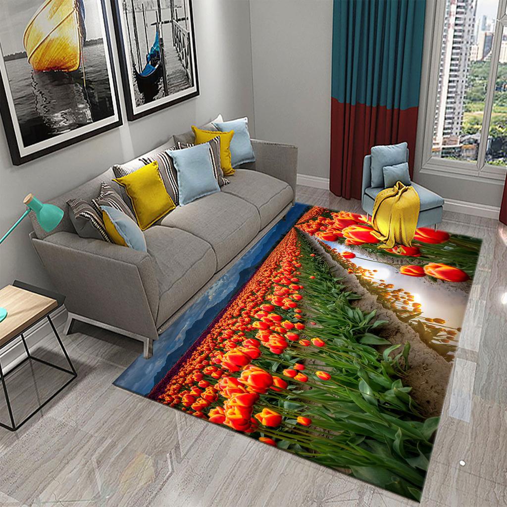 3D bunter frischer Blumen Teppich für Küchenteppich mit romantischem floralem Wohnzimmer Badezimmer Boden Teppich Mädchen Schlafzimmer Teppich Dekoration