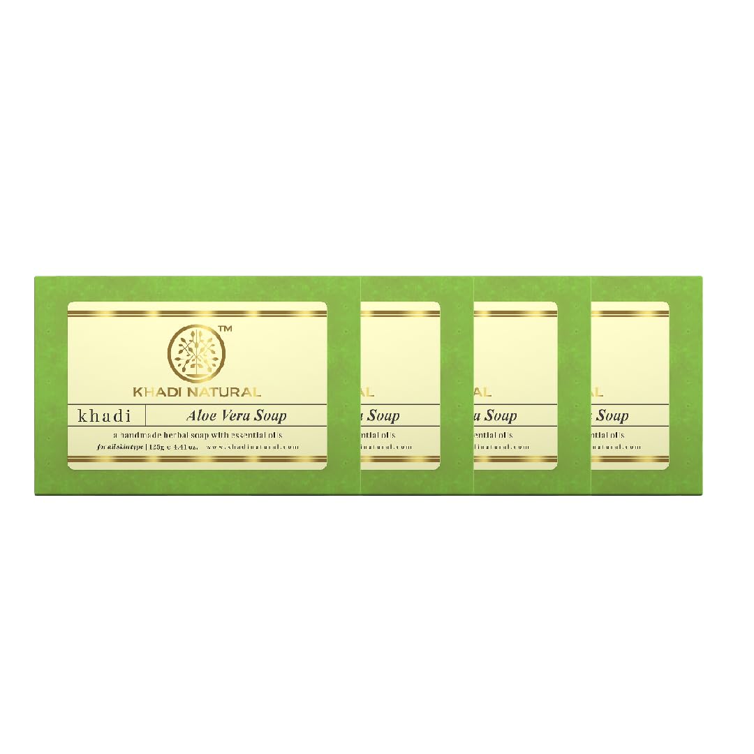 

Khadi Natural Aloe Vera Handmade Bath Soap With Essential Oils Gentle Cleansing Bar For Soft Healthy Skin All Skin Types 125G X Pack Of 4