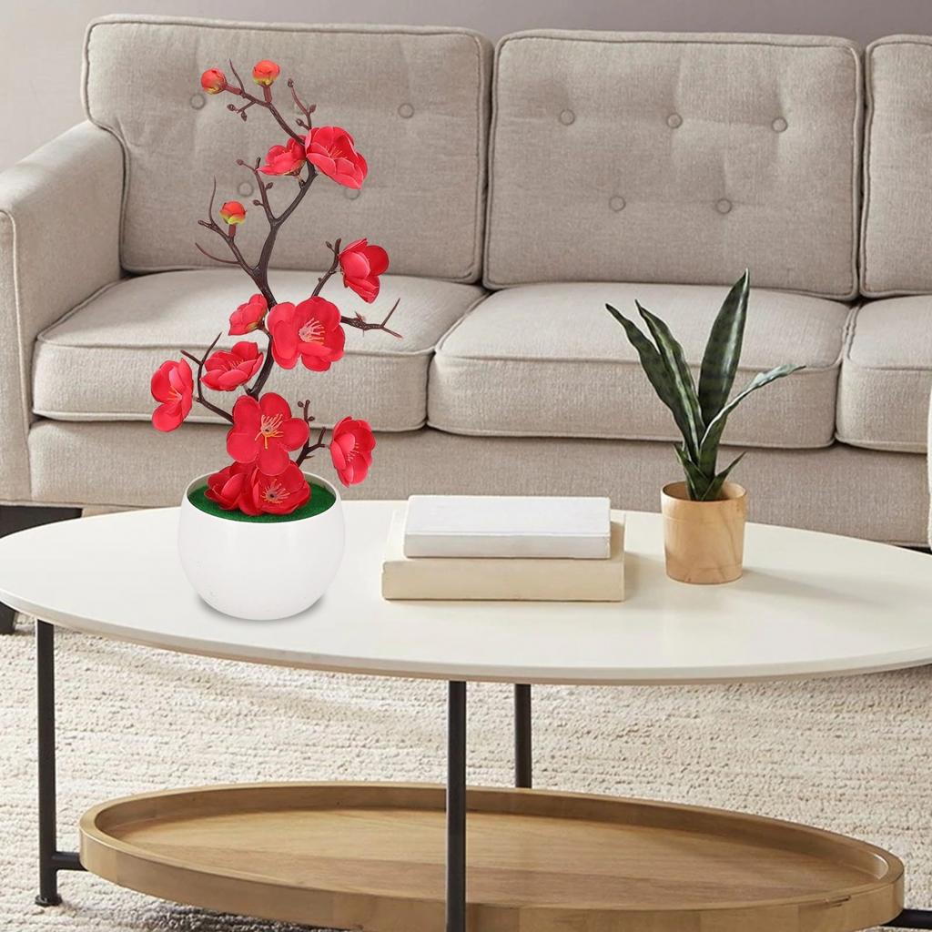 Artificial Potted Flower Plastic Plum Table Decorative