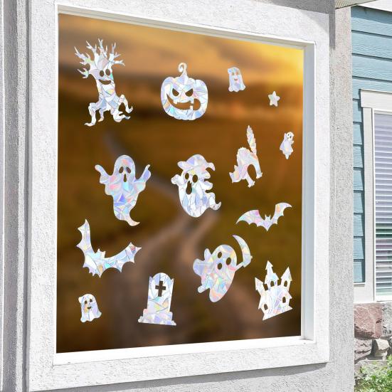 9 Bögen Halloween-Fensteraufkleber – Geister, Kürbis, Fledermäuse, Doppelseitig & Wiederverwendbar