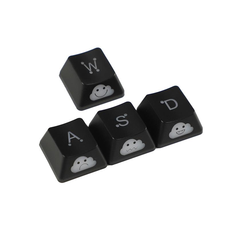 4Pcs Wasd Arrow Broadside Lighting Key Cap For Mechanical Keyboard Compatible With Mx Switch Cute Emo Keycap Set