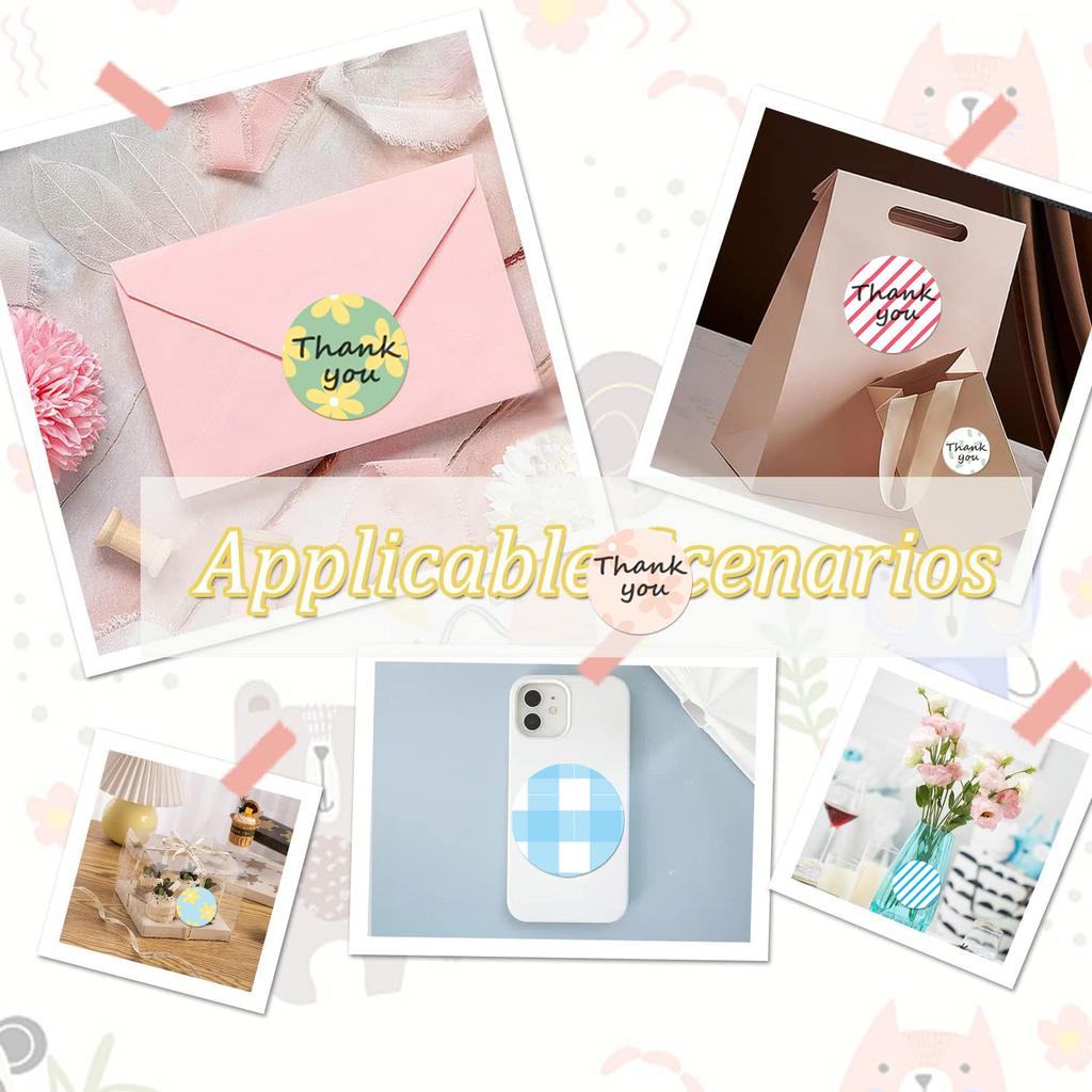 500pcs/1roll Thank You Round Stickers Multicolor Pastel Self Adhesive Label for Gift Envelope Package Sealing and Handmade Decor