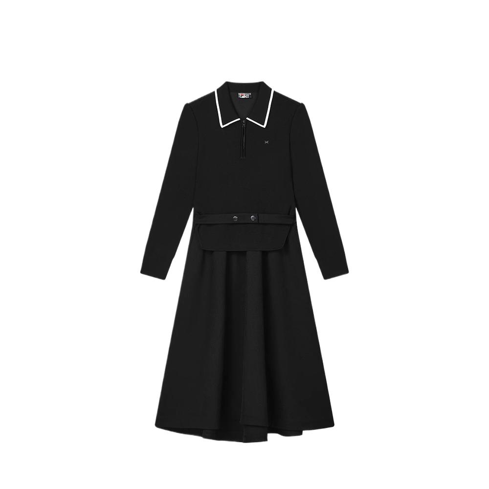 

New FILA WHITE SS25 Long Sleeved Dress Women s Jet Black F11W513301F-BK L(170/88A)