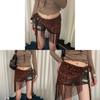 Y2k Leopard Print Tassel Gstring Panty With Wide Waist Belt For Summer Fashion