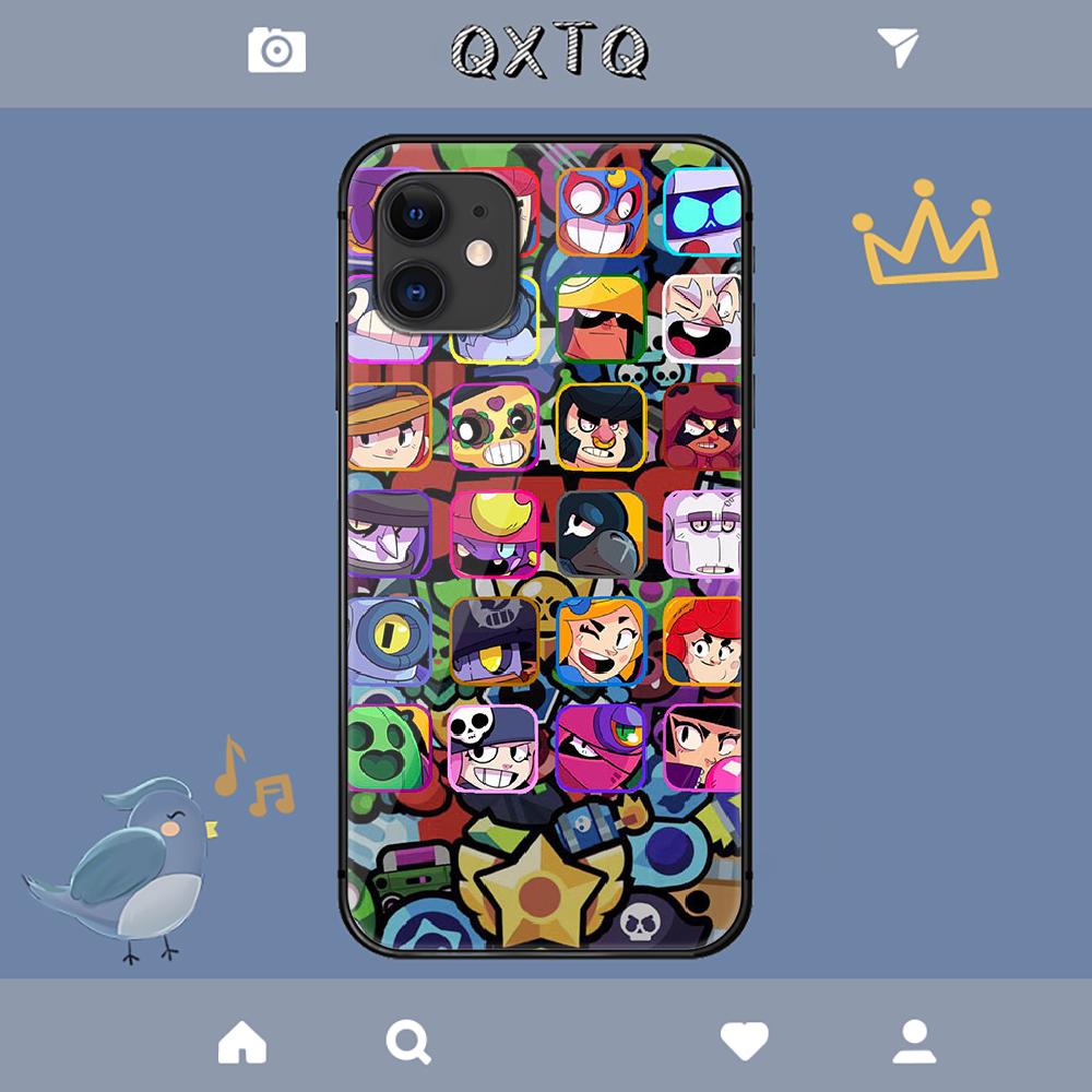 Kreslený herní kryt Brawl Stars pro iPhone Samsung Galaxy Redmi Note S 17 16 15 14 13 20 24 25 54 Pro Max Ultra Fe Kryt z tvrzeného skla