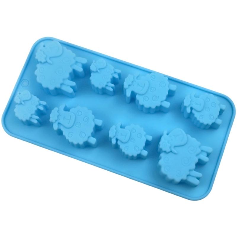 Flexible Blue Silicone Sheep Molds 20cm Food Grade Baking Tray For Ice Candy Chocolate Cake Decorations Chocolate Molds