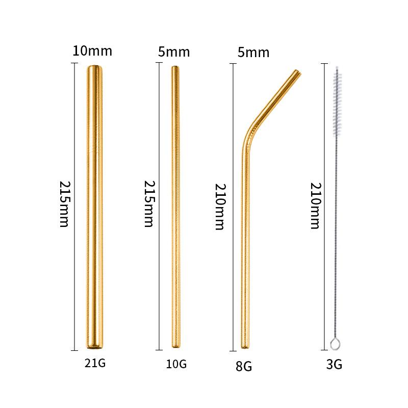 4PCS Stainless Steel Straw Reusable Metal Drinking Straw With Cleaner Brush For Home Party Barware Bar Accessories