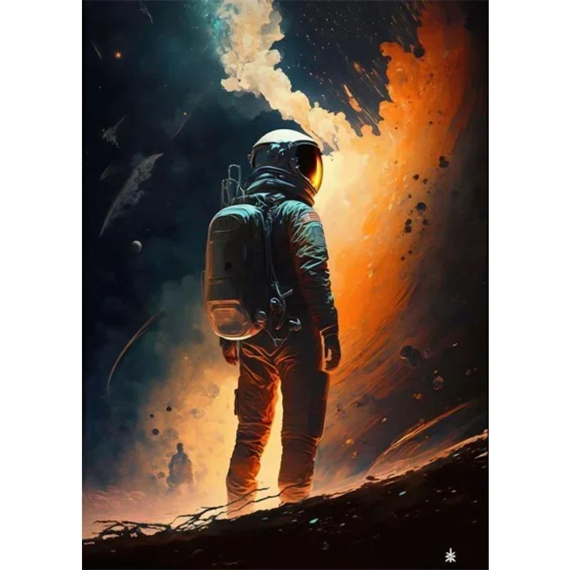 

Astronaut in Flowers Canvas Painting Cosmonaut and Planet Posters Prints Modern Wall Art Pictures for Home Kid Beroom Decoration 30x45cm No Frame