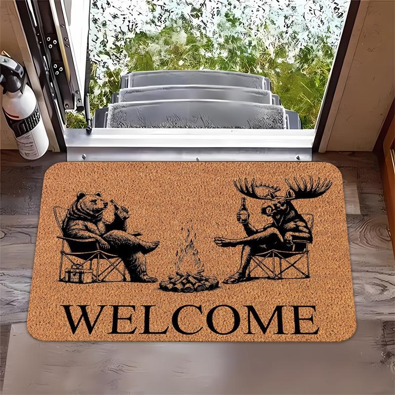 

Welcome Letter Print Non-Slip Entrance Floor Mat, Washable Decorative Rug for Indoor Outdoor Hallway and Bathroom 40x60cm