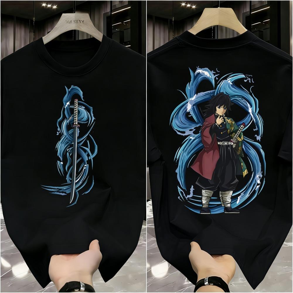 Plus Size Demon Slayer Anime Print Men and Women Tshirt Casual Parentchild Top Fashionable Summer Cotton Harajuku Y2K Street