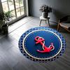 Nautical Anchor Round Rug, Red Marine Theme Kids Room Carpet, Coastal Ocean Nursery Playmat, Non-Slip Beach House Decor Gift