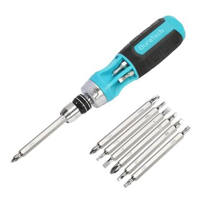 DURATECH Interchangeable Screwdriver Set with Ball and Ratchet Bits for Furniture and Automotive Repair 12-in-1 Quick-Release Grip, Phillips,