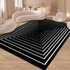 3D Vortex Illusion Area Rug for Bedroom Living Room Non-Slip Floor Mat Black White Geometric Optical Decor