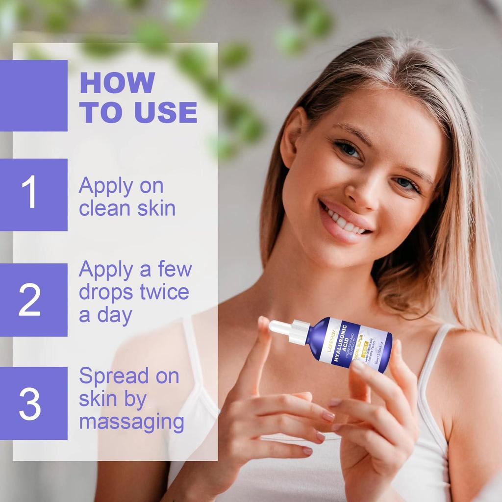 Hyaluronic Acid Facial Serum - Plumps and Hydrates Skin, Smooths Wrinkles and Protects Skin Barrier,60ml