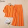 Women Short Sleeve Blouse and Pants Summer Two Piece Suit Sets