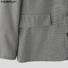 INCERUN Oversized Men V Neck Long Sleeve Plaid Print Casual Loose Thin Blazer Coats