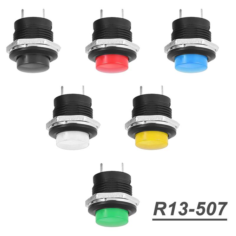 5/20Pcs 2Pin ON-OFF 16mm Round Push Button Switch R13-507 Momentary Power Switch