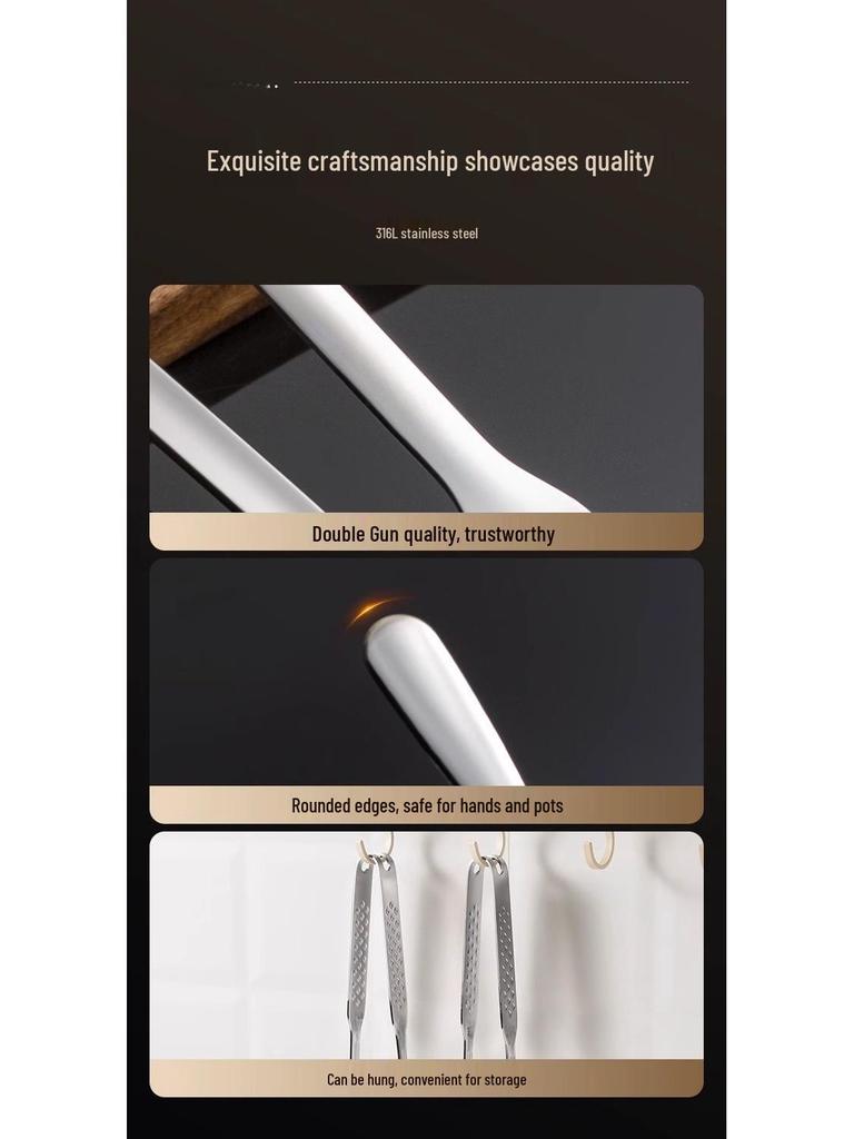 Heavy-Duty 316 Stainless Steel BBQ Grill Tongs - Korean Style