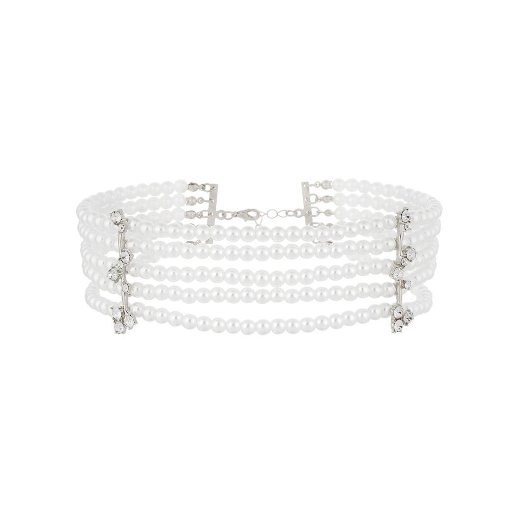 Fashion personality design sense multi-layer large pearl necklace bracelet jewelry set, European and American clothing accessories