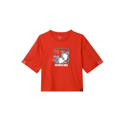 Neo Cny Series Casual Αθλητικό Μπλουζάκι με Εκτύπωση Δοπαμίνης Στρογγυλής Λαιμόκοψης Κοντομάνικο με Χαμηλωμένους Ώμους Γυναικείο Μπλουζάκι Κόκκινο GP5739