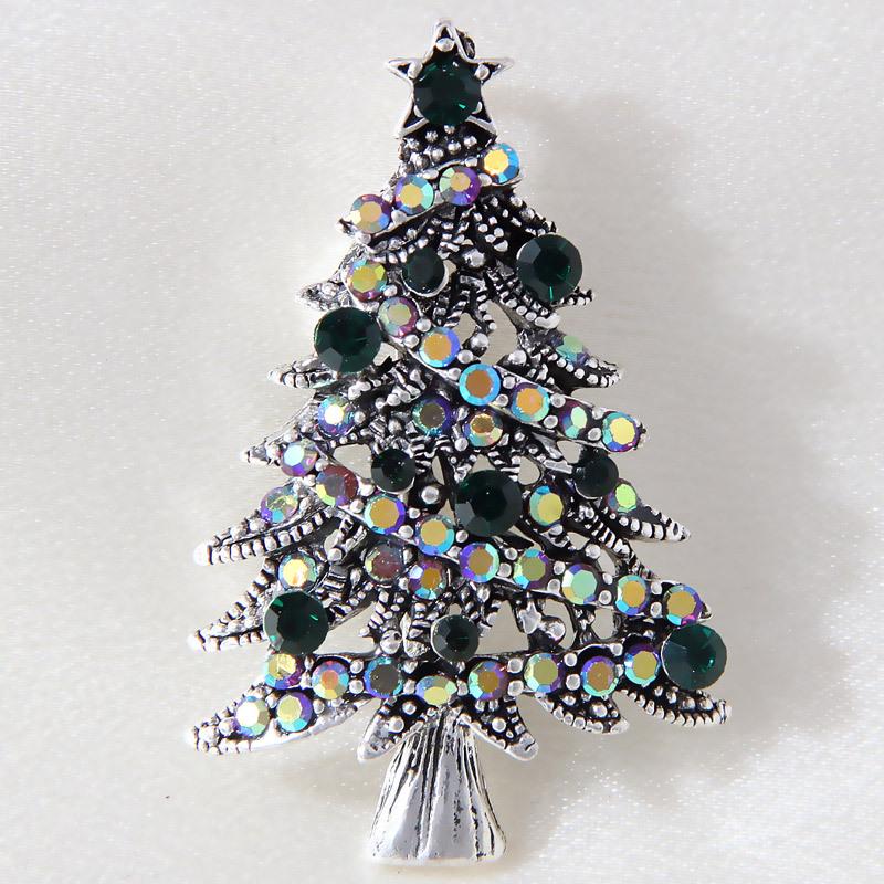 Sparkling Diamond Christmas Tree Brooch for Women