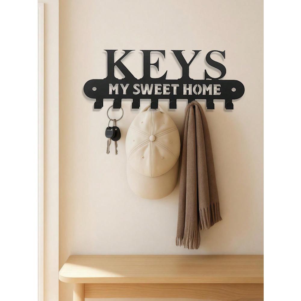 Gothic Black Metal Key Holder Wall Mount Coat Rack Entryway Organizer Durable Jacket Hanger Unique Home Decor Gift