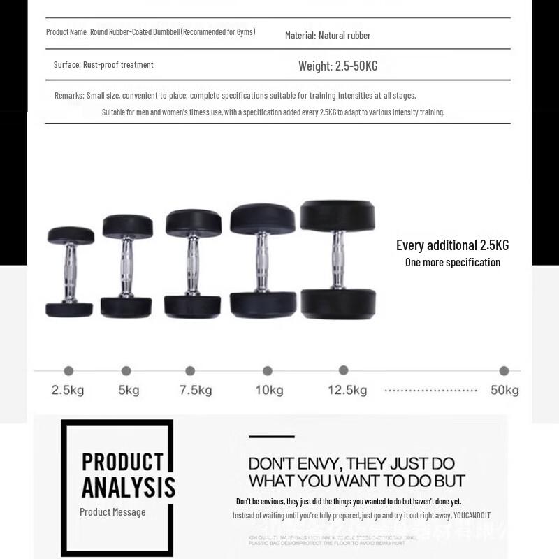 Yimai Rubber-Coated Round Head Dumbbell