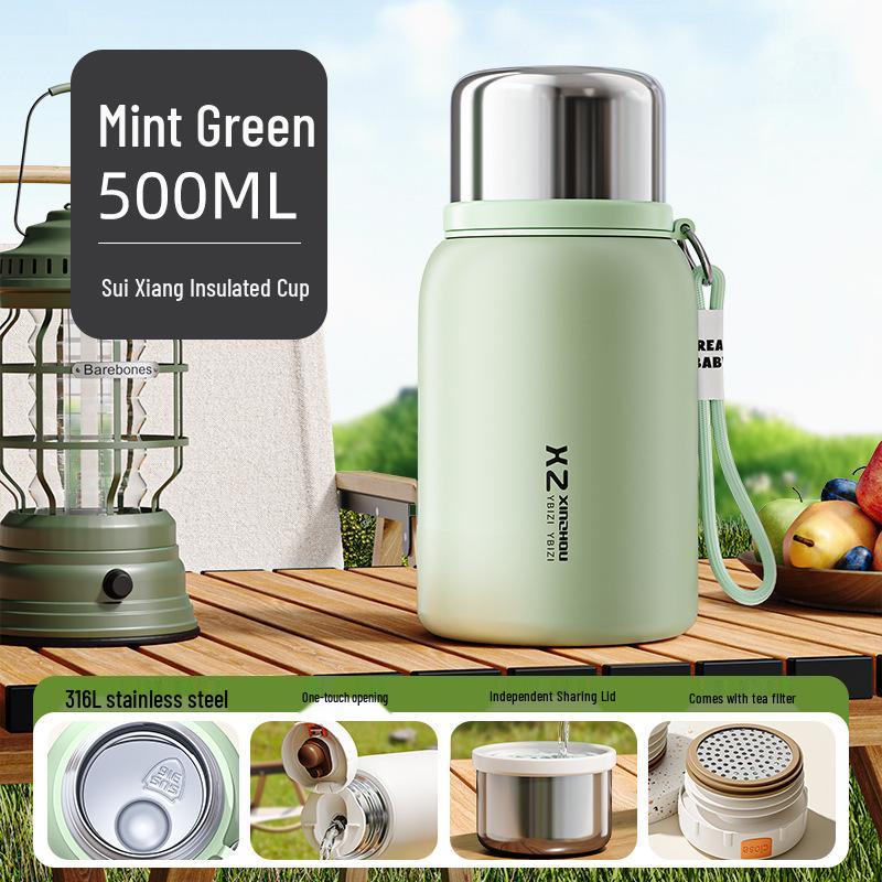 316 Stainless Steel Insulated Mini Chubby Water Cup with Handle Rope