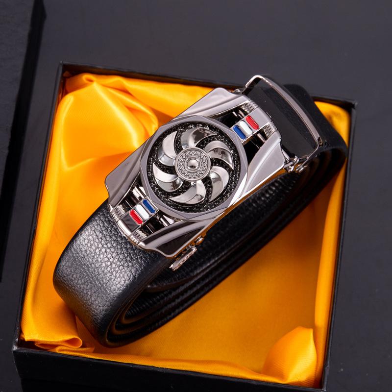 Ceinture en cuir de vache pour hommes, boucle d'aigle, alliage de qualité, boucle automatique, sangle Wasitbad, en cuir véritable, cadeau d'affaires