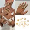 Pack of 12 Pearls Embellished Openwork Irregular Rings Set Alloy Fashion Jewelry Lightweight Hollow Jewelry Set for Women