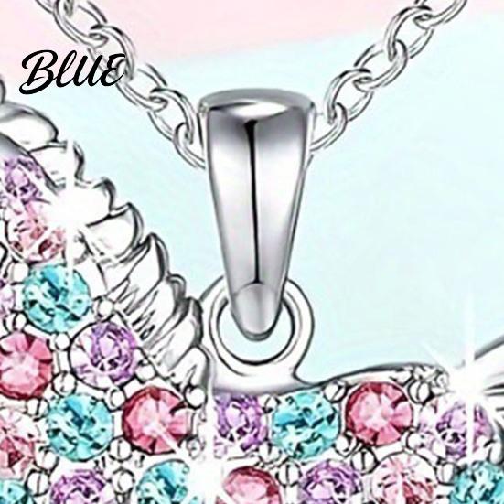 Girls Horse Necklace Rhinestone Pendant Colorful Faux Gems Cute Animal