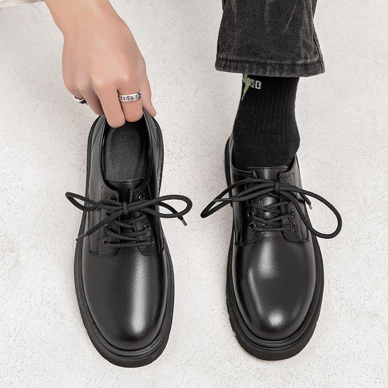 Mid Heel Men Oxford Shoes Split Leather British Men's Office Shoes Men Dress Shoes Formal Lace-up Black Shoes