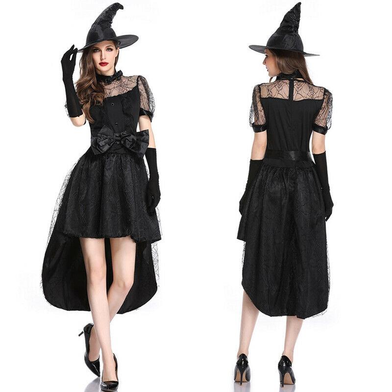Details about Women Halloween Lace Cosplay Costume Vintage Witch Mini Fancy Dress Cloak Party Details about Women Halloween Lace Cosplay Costume Vintage Witch Mini Fancy Dress Cloak Party