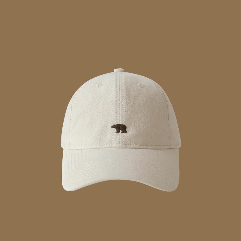 Polar bear embroidered baseball cap, wide brimmed retro hat, unisex soft top duckbill cap, men's and women's casual style