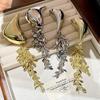 2025 Autumn/Winter Gold Wheat Ear Leaf Tassel Brooch - Geometric Water Drop Metal Pin Sweater Accessory