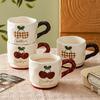 Medium Retro High value Cherry Plaid Ceramic Mug Home Casual Cup Milk Breakfast Cartoon Creativity