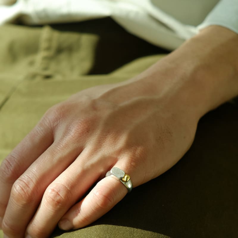 goyu GOLD BEAN SILVER RING