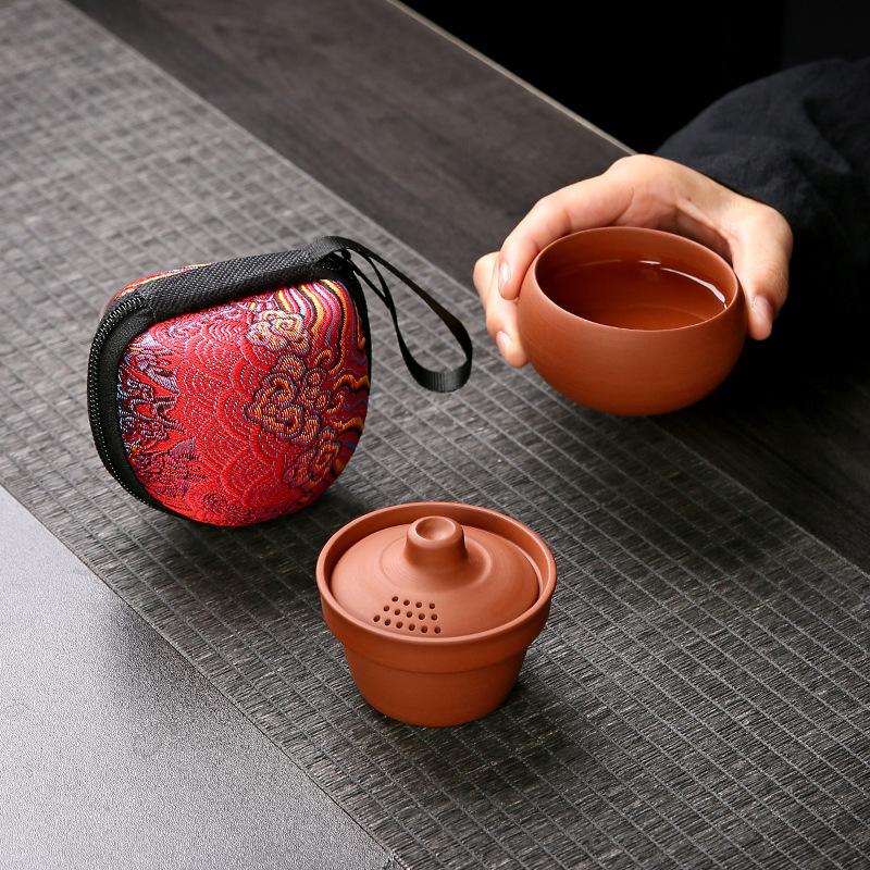 Miniaturní kempingová čajová sada - Nerozbitný keramický sólo hrnek s cestovním pouzdrem Ultralehká přenosná sada na vaření