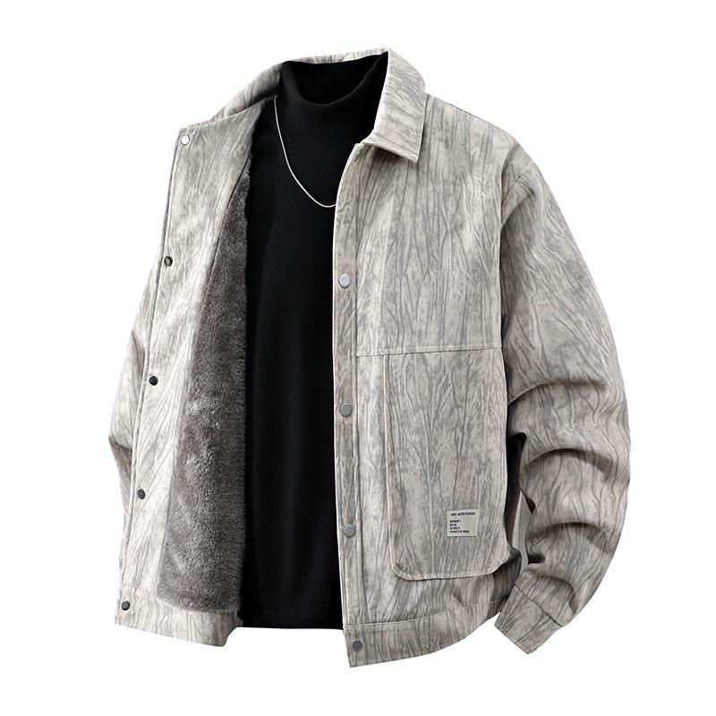 New Arrival Men's Plus Size Corduroy Jacket: XL Loose Fit, Trendy Lapel Shirt Style