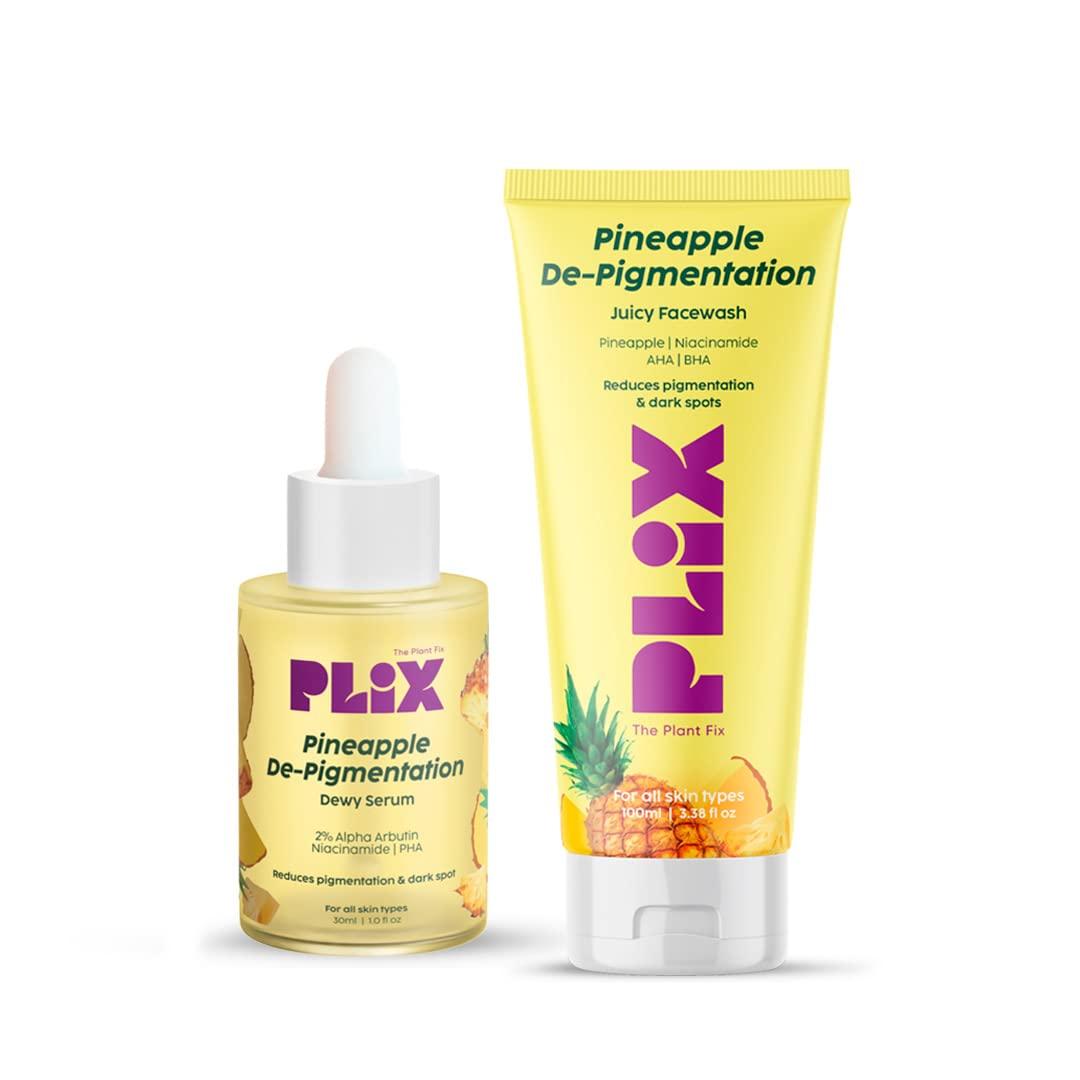 

PLIX The Plant Fix Pineapple Face Wash 100ml And Serum 30ml Combo For Dark Spots, Dullness, Brighter Even Skin Tone
