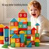 62-Piece Solid Beech Wood Building Blocks for Children's Early Education and Intellectual Development