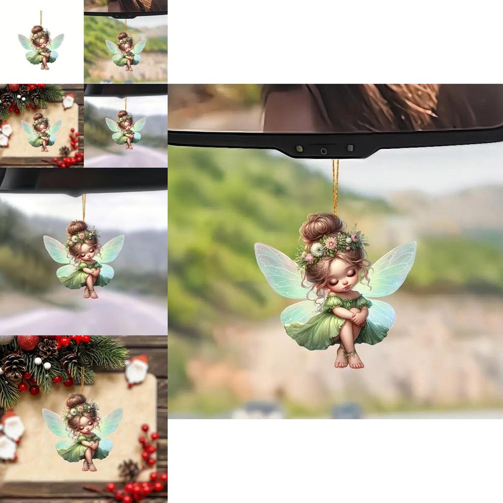 Adorable Green Fairy Acrylic Pendant Car Mirror Decoration Keychain Charm Accessory