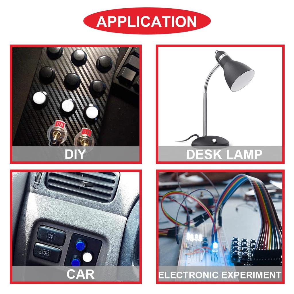 MKBKLLJY 12Pcs White Mini Self Lock On Switch AC 250V 1.5A 125V 3A 2Pin