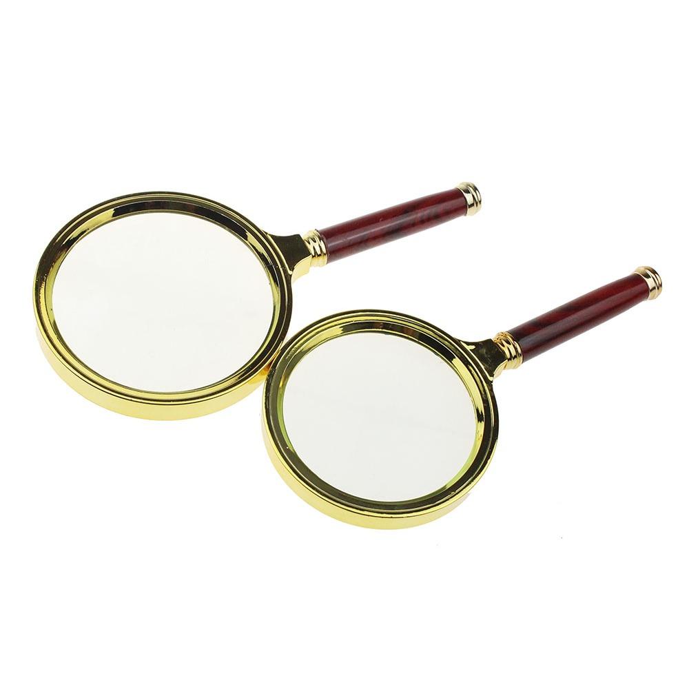 1Piece 80mm 90mm Handheld Reading 10X Magnifier Watch Phone Repair Magnifying Glass Imitation Wood Handle Lupa Loupe